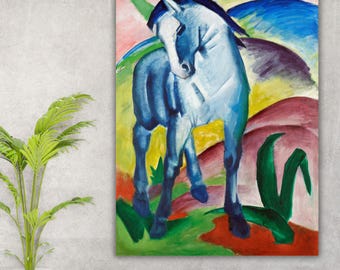 Franz Marc Blue Horse Masterpiece, Colorful Expressionist Wall Art, High Quality Fine Art Canvas Print, Unique Art Lover Gift Decoration