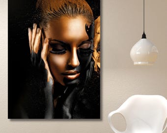 African Women Canvas Wall Art, Traditional Headwrap Portrait, Black Woman Empowerment Decor, Ethnic Tribal Art, Cultural Home Gift, Large