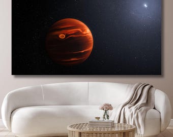 Exoplanet VHS 1256 b Canvas Art, JWST Space Discovery Wall Decor, Alien World Landscape, Binary Star System Poster, Science Astronomy Gift