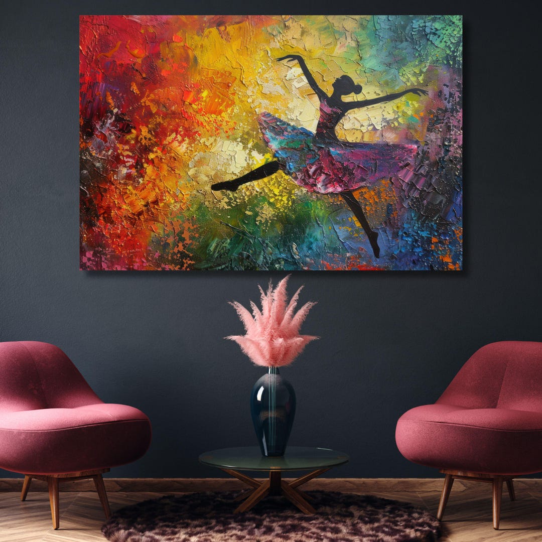 Ballerina Canvas Wall Art – Elegant Ballet Dancer Painting Print for ...