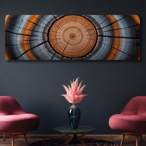 Tree Trunk Cross Section Canvas Wall Art, Rustic Tree Ring Print, Abstract Wood Grain Decor, Natural Organic Modern Statement Gift