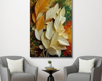 Abstraktes Herbstblatt No.1 Leinwandkunst, Terrakotta botanischer Druck, moderne Boho-Blatt-Wanddekoration, minimalistisches Herbst-Natur-Plakat, warme Töne Kunst