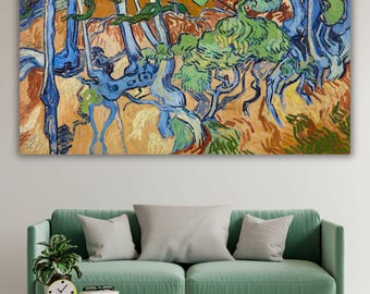 Vincent van Gogh Tree Roots Canvas Art, Famous Masterpiece Wall Decor, Abstract Nature Painting Print, Large Post-Impressionist Wall Art