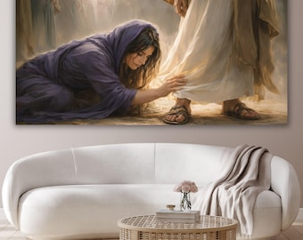 Arte mural cristiano con toque curativo, decoración religiosa en lienzo con Jesús, pintura espiritual basada en la fe, historia bíblica, regalo para el hogar, decoración de la oficina de la iglesia
