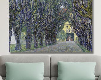 Gustav Klimt Avenue in the Park of Schloss Kammer Canvas Wall Art, Vintage Landscape Painting, Classic Nature Home Decor
