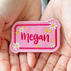 Custom Embroidered Name Patch, Personalized Iron On Name Tag for Hats Jackets Backpacks