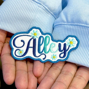 Custom Name Patch, Embroidered Daisy Patch for Clothes, Bags