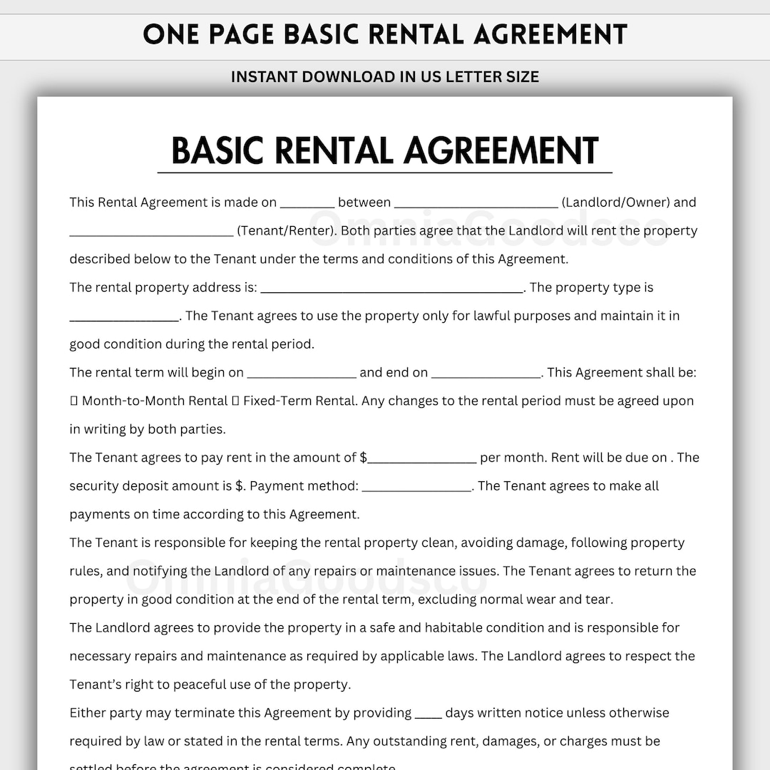 Basic Rental Form.pdf Basic Rental Agreement Pdf, Printable Agreements, Fillable Rental Form ...