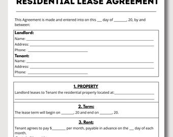 Residential Lease Agreement Template – Editable Rental Contract Form for Tenancy, Property Rental, and Easy Lease Agreements