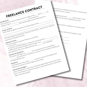 Freelance Contract, Freelance Template, Customizable Form, Freelancer ...