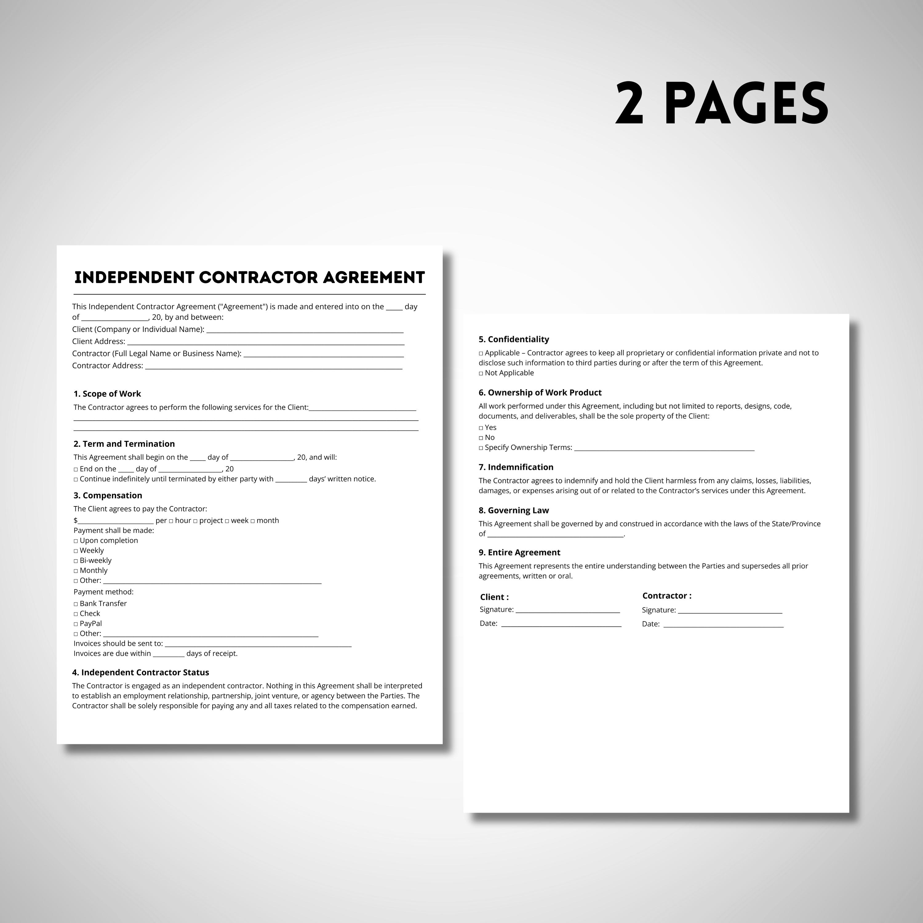 Independent Contractor Agreement Contract Templates, Contractor ...