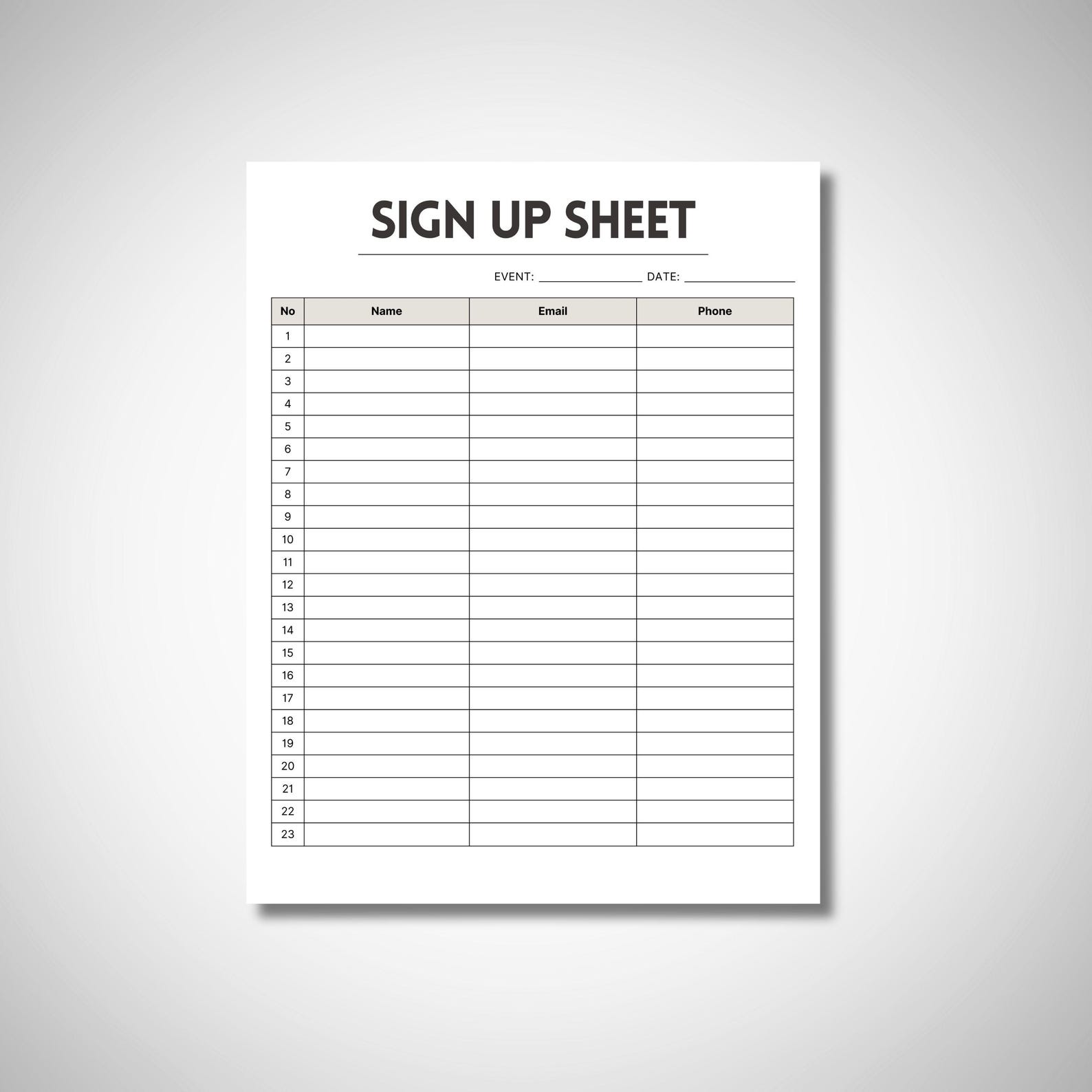 Sign Up Rows Sign up Sheet, Event Sign Up, Sign up Template, Registration Sign Up ...