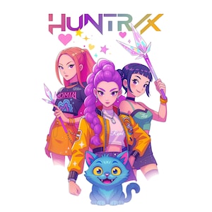 Kpop Huntrix PNG, Demon Hunters Saja Girls & Boys,  Derpy Tiger Anime Fan Art,  Digital Merch Pack for Kpop ansdAnime Lovers