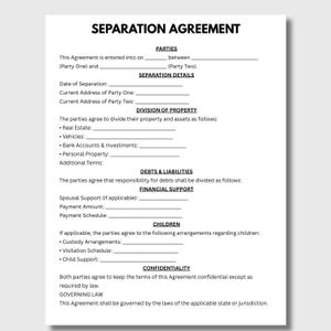 Separationsavtal, Separationsavtal, Bodelning, Vårdnad om barn, Underhållsbidrag, Separationsgods, Bodelning,