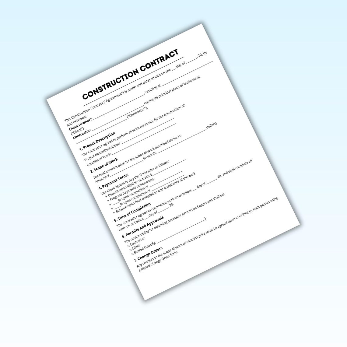 Construction Work, Contract Agreement, Contractor Contract, General ...