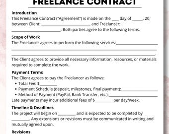 Freelancer-Vertrag, Freelancer-Vorlage, anpassbare Form, Freelancer-Formular, Freelancer-Service, Vereinbarung, unabhängig, Unternehmerform