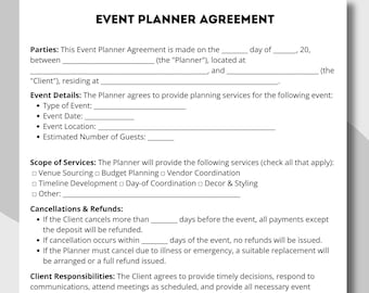 Event Planner, Contract Template, Canva Template, Invoice Template, Rental Contract, Event Planning, Wedding planning, Wedding contract