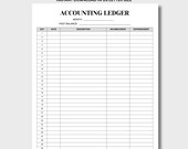 Accounting ledger, general ledger, accounts ledger, expense ledger, expense tracker, printable ledger, account ledger, printable accounting