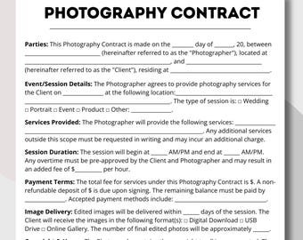 Moduli per la fotografia, modello di contratto, fattura cliente, liberatoria modello, contratto cliente, fotografo