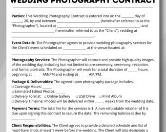Wedding Photography, Canva Template, Photography Forms, Contract Template, Photography Contract, Photography Invoice, Contract bundle