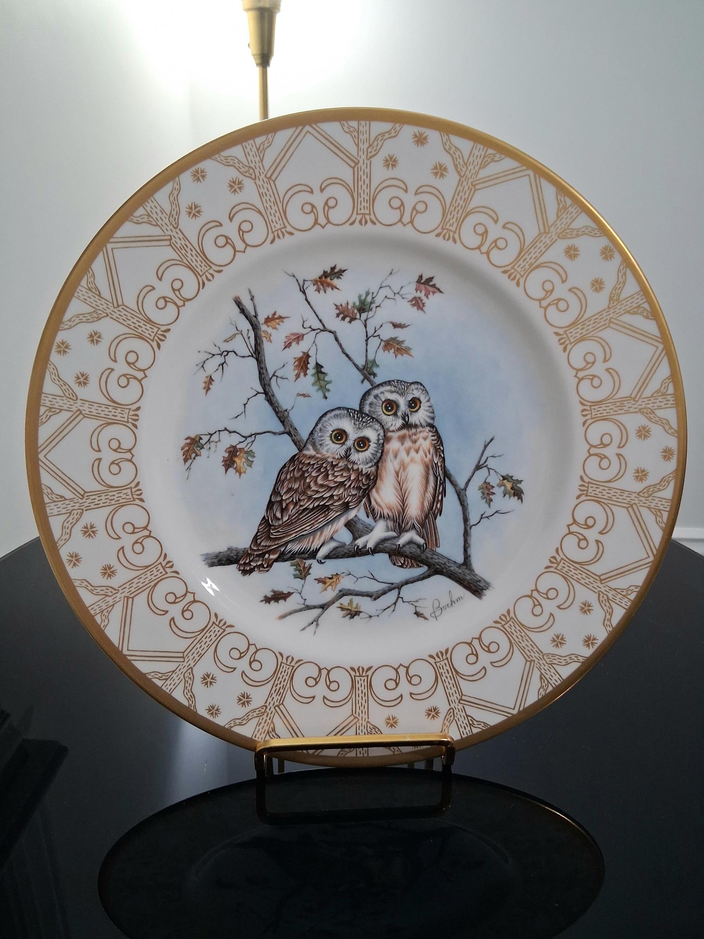 1980's Edward Marshall Boehm Collectible Owl Plate - Saw-whet Owl Bone China. Made in The USA.