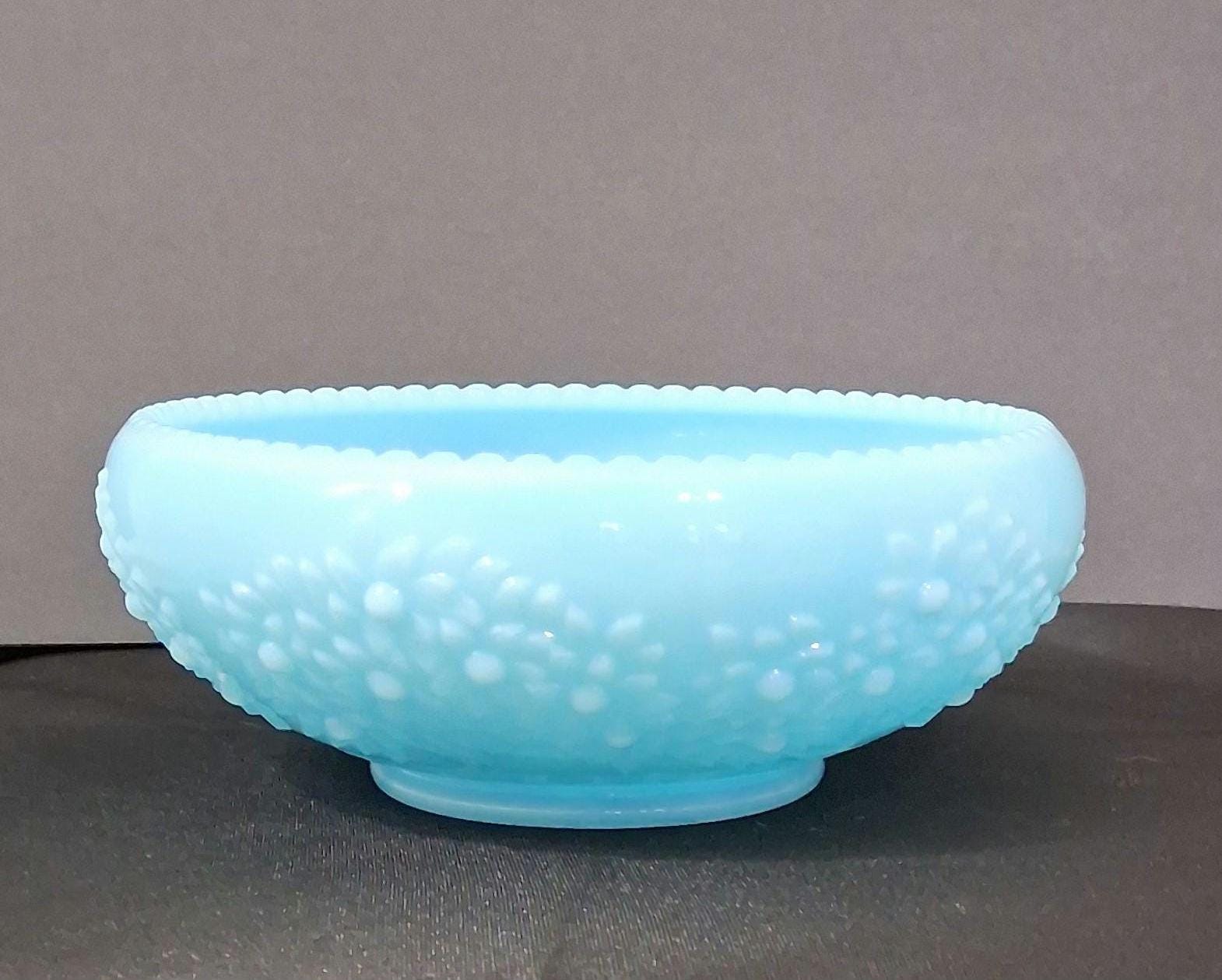 フェントン ブルーボウル Fenton Vintage Blue Bowl Aquamarine Dolphin Flower Wheel Cut | eBay
