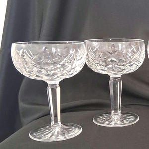 Pair Waterford Glengarriff Champagne Coupe Crystal Glasses, Acid-Etched Mark