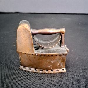 Vintage Pencil Sharpener, Miniature Sad Iron, Die-Cast Bronze Finish, 1970s Spain