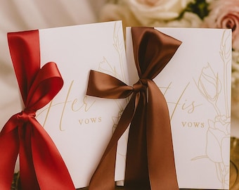 White Vow Book Set – His & Her Wedding Notebooks with Ribbons