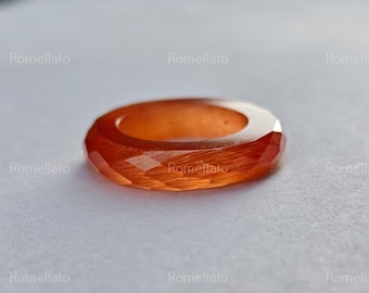 Sunstone Crystal Ring Smooth Band Amazing Ring