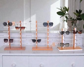 Wooden Eyeglasses Holder Stand Elegant Glasses Organizer for Desk Nightstand