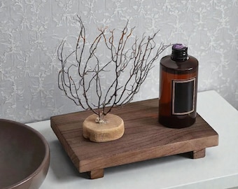 Bandeja Organizadora de Madeira Minimalista para Exposição em Madeira, Decoração Natural para Casa
