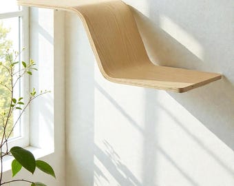 Two Tier Wooden Wall Shelf with Slanted Mid Section – Rustic Floating Storage Rack