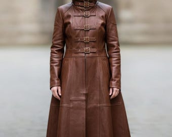 Genuine Leather Gothic Trench Coat