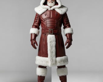 Conjunto de armadura navideña de cuero rojo – Conjunto de cosplay de Papá Noel