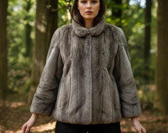Wild Forest Opossum Fur Coat – Real Animal Skin Fantasy Wear