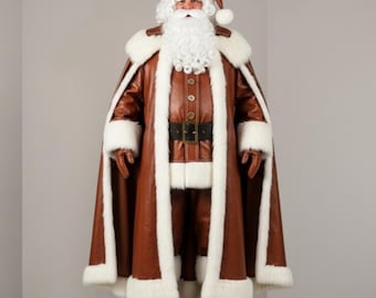 Genuine Leather Christmas Coat – Fantasy Santa Claus Costume
