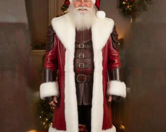 Genuine Leather Santa Armor Coat – Handmade Christmas Cosplay