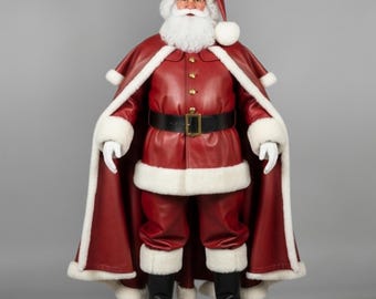 Genuine Leather Christmas Cape & Suit – Fantasy Santa Look