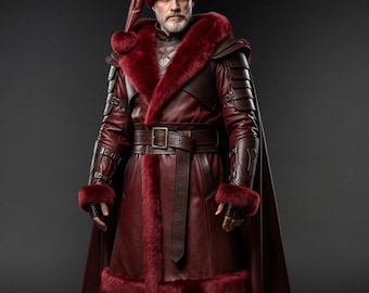 Handmade Real Leather Cloak & Coat – Fur Trimmed Cosplay Armor