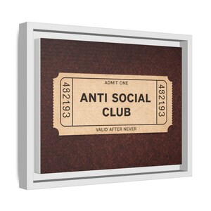 Anti Social Club Wall Art, Vintage Ticket Canvas, Funny Aesthetic Decor, Moody Neutral Wall Art, Introvert Gift, Minimalist Room Decor image 14