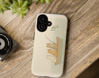 Fishing Cat iPhone Case: Kawaii Cat Art Phone Accessory
