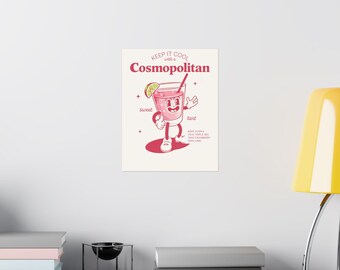 Cosmopolitan Cocktail Poster Matte Vertical Poster | Retro Drink Art
