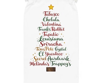 Hot Sauce Christmas Tree Sack | Drawstring Spice Bag, Holiday Kitchen Decor