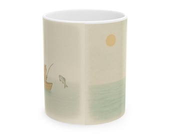 Fishing Scene Ceramic Mug - Cozy Nature Lover Gift | Relaxing Outdoorsman Coffee & Tea Cup