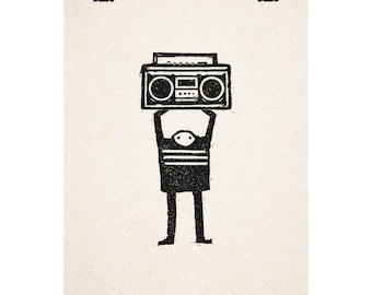 Say Anything - Movie Reference Inspiration- Retro Boombox Illustration Matte Vertical Poster | Minimal Black Music Art