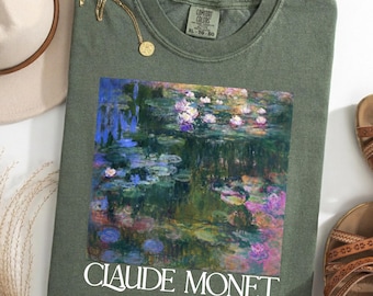 Water Lilies Painting Comfort Colors® T-Shirt, Claude Monet Shirt, Vintage Impressionist Art Tee, Floral Museum Graphic Tee, Art Lover Gift