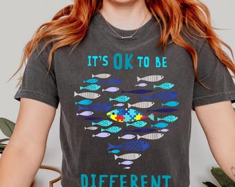 自閉症啓発フィッシュパズルTシャツ：インクルージョン推進アパレル