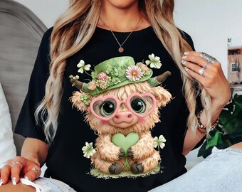 Camiseta Vaca Leprechaun – Camiseta Vaca das Terras Altas para o Dia de São Patrício