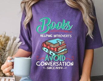 Introvert Book Lover T-Shirt: Avoid Conversation, Vintage Style